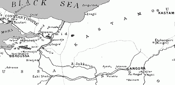 1916: Adranos, Constantinople, Broussa, Kios (Gemleyik), Ismid, Istanos, Angora, Etchangeri and Kastam.