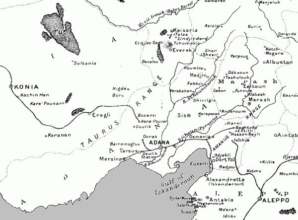 1916: Konia, Adana, Kaisaria, Alexandretta, Antakia, Marash and Aleppo.