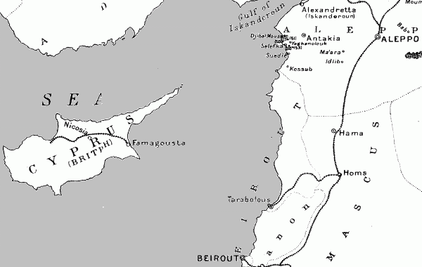 1916: Nicosia, Famagousta, Beirout, Alexandretta, Antakia and Aleppo.