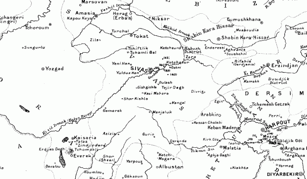 1916: Yozgad, Kaisaria, Amasia, Sivas, Malatia, Harpout, Erzindjan and Diyarbekir.