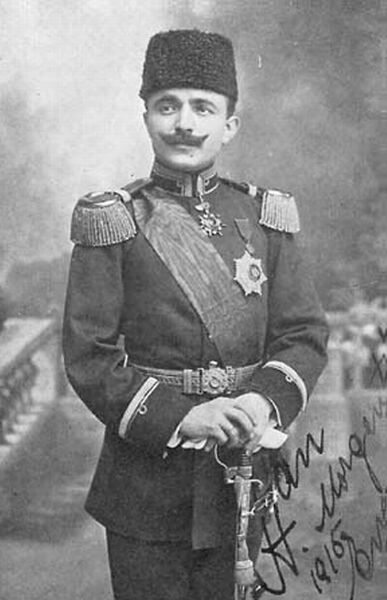 Enver Pasha, Minister of War. A leader of the Young Turks. Turned the Turkish army over to Germany.