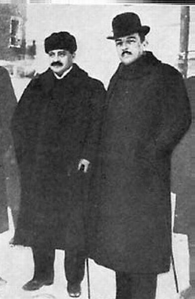 Talaat Pasha, ex-Grand Vizier of Turkey and Richard von Khlmann, German negotiator and later Foreign Minister.