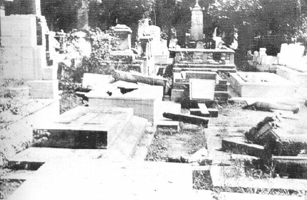 Total destruction of a cemetery.