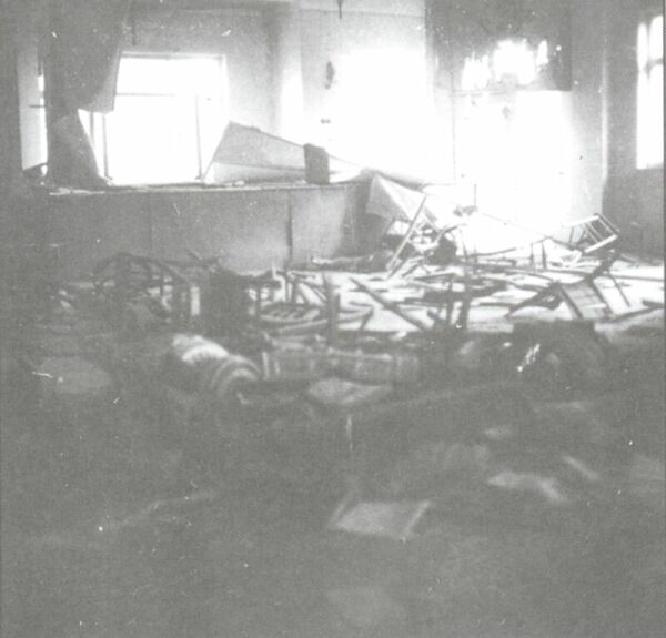 The destroyed hall of the Church of Evangelistrias.
