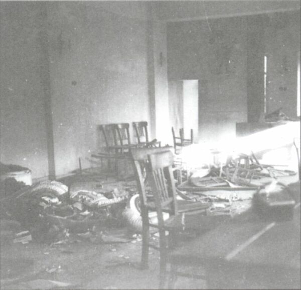 The destroyed office of the Church of Evangelistrias.