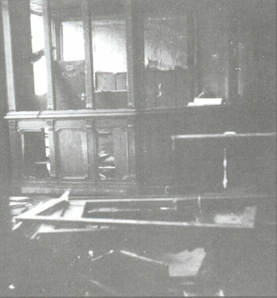 The destroyed office of the Church of Evangelistrias.