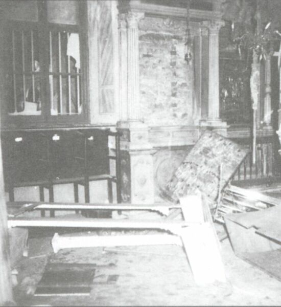 Destroyed interior of the Church of Evangelistrias.