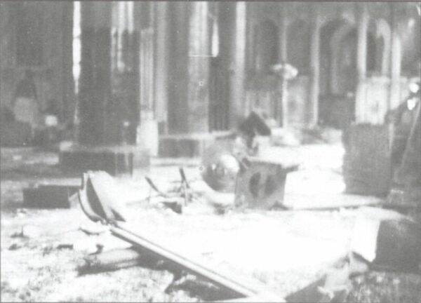 The interior of a destroyed church.