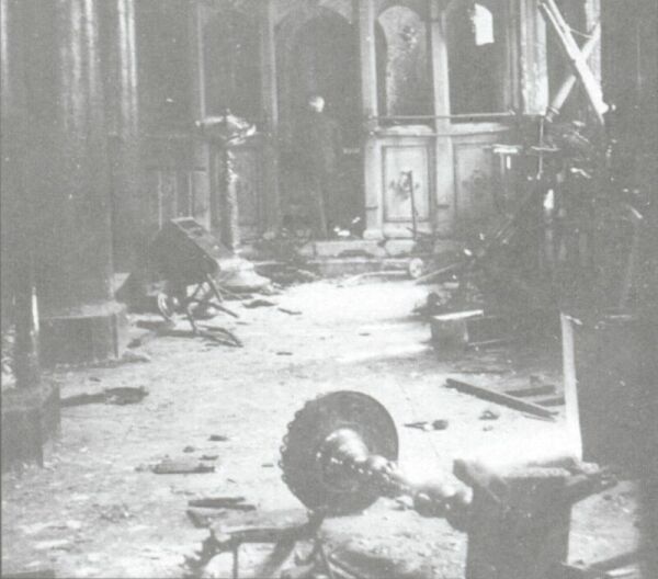 The interior of a destroyed church.