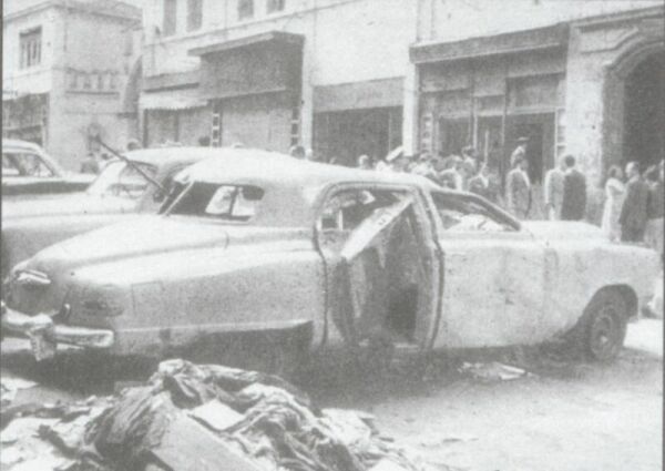 Cars of Hellenes destroyed by the Turkish mob.