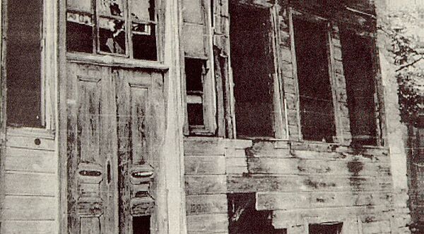 The front of a burnt Hellenic home. Thousands were looted and destroyed by the Turkish mobs.