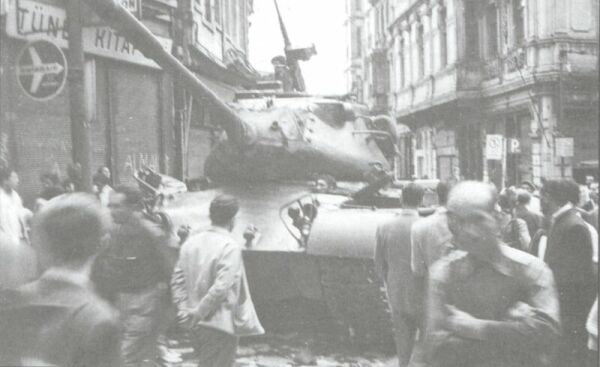 A Turkish tank at Tounel Square for the celebration of their "victory". The day after the atrocities.