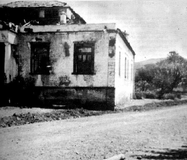 The school of the Schinoudi village, ruined by the Turks. The Hellenic schools were closed. Teaching Hellenic was forbidden.