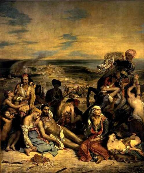 Massacre at Chios, painted by Eugène Delacroix in 1824. Portrays the massacre of the Hellenes of that island in 1822.
