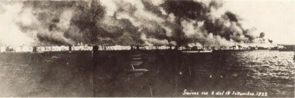 A wide view of the city on fire. 14.Sep.1922. 06:00 AM.