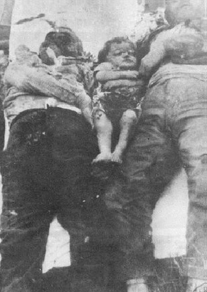An Hellenic family killed by the Turks. Children and babies were equally treated with cruelty.