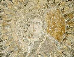 Mosaic depicting a marine city, possibly Alexandria, personified as a woman. (Graeco-Roman Museum, Alexandria)