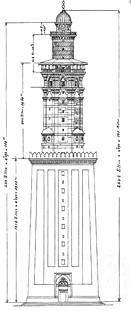 Graphic reconstruction of the Pharos Lighthouse after renovation in the Fatamid period