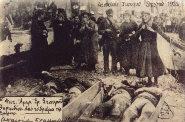 Hellenic families crying for their relatives, killed by the Turks.